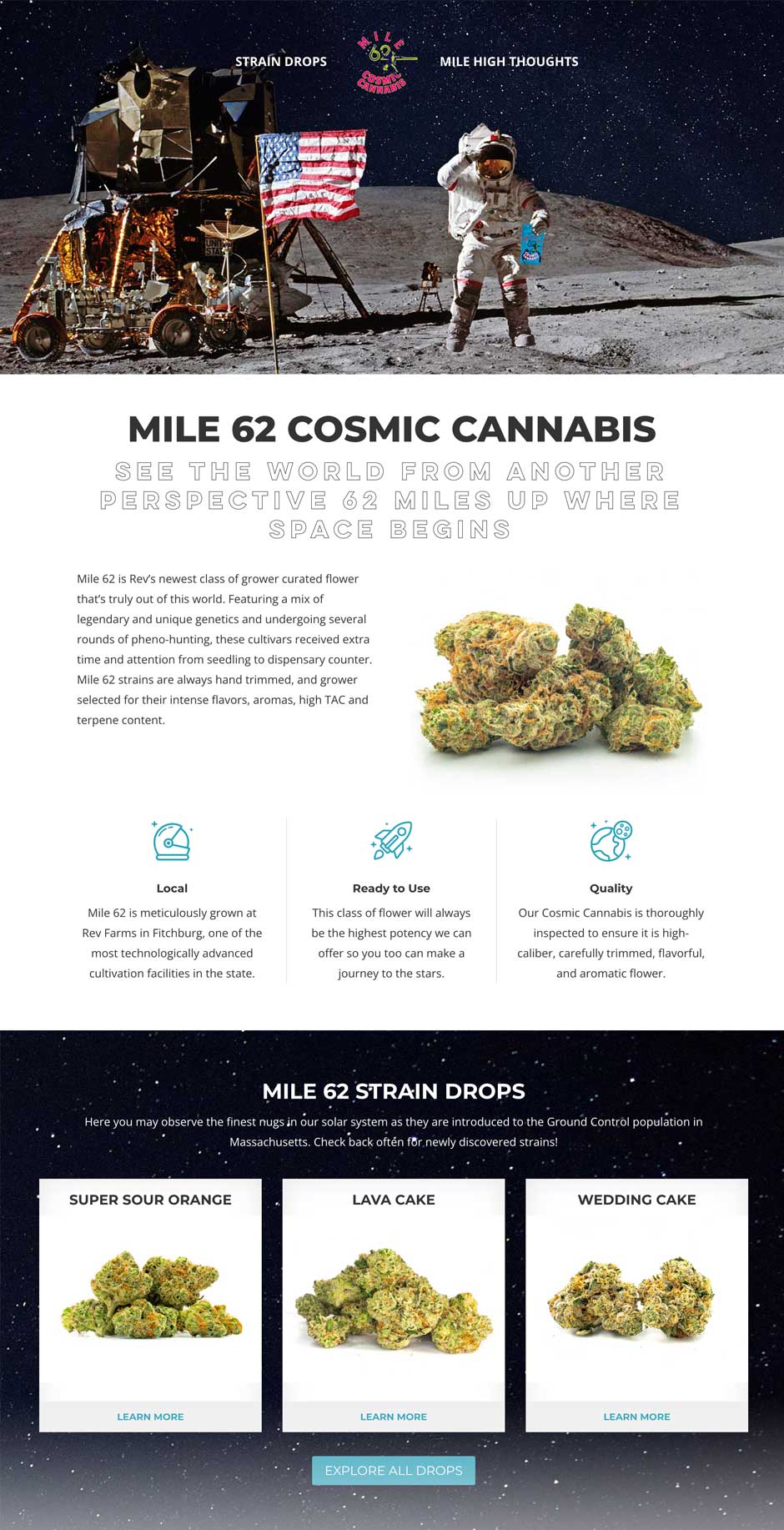 mile 62 cosmic cannabis home page screenshot