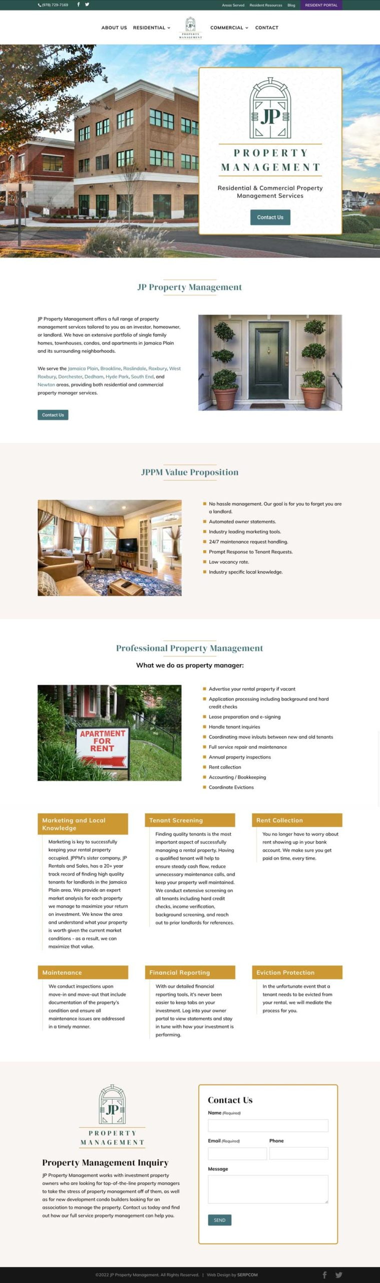 JP Property Management homepage screenshot