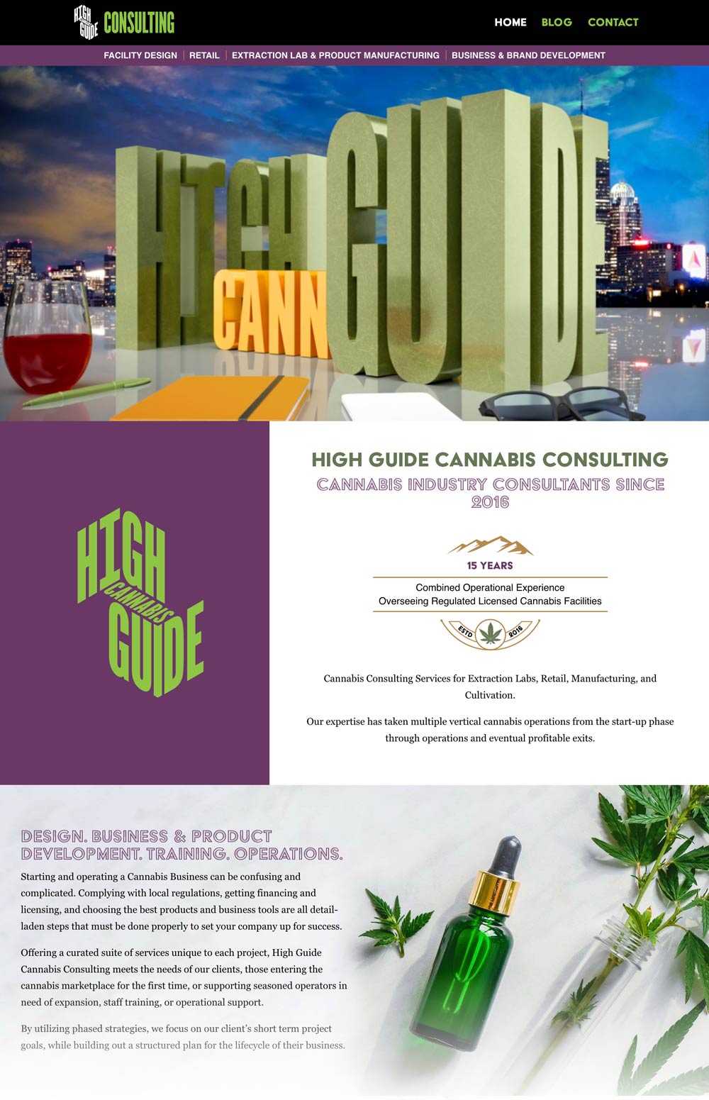 high guide cannabis consulting home page screenshot