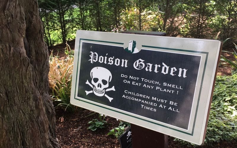 blarney castle - poison garden sign