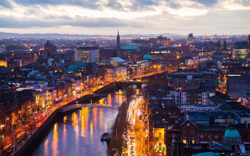 dublin skyline at night