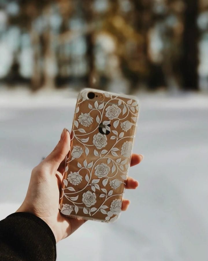 - stop and smell the roses - with our “printed white roses case” ?️ WWW.CASESBYKATE.COM (on sale now)