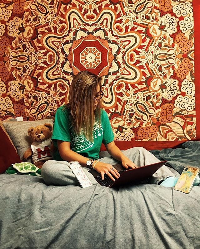 loving my new @cbkcompany tapestry  makes a dorm feel like home - order yours now! Click on our Society6 link in our About section at WWW.CASESBYKATE.COM

#tapestry #college #umd #autumn #fall #henna #case #iphonexs