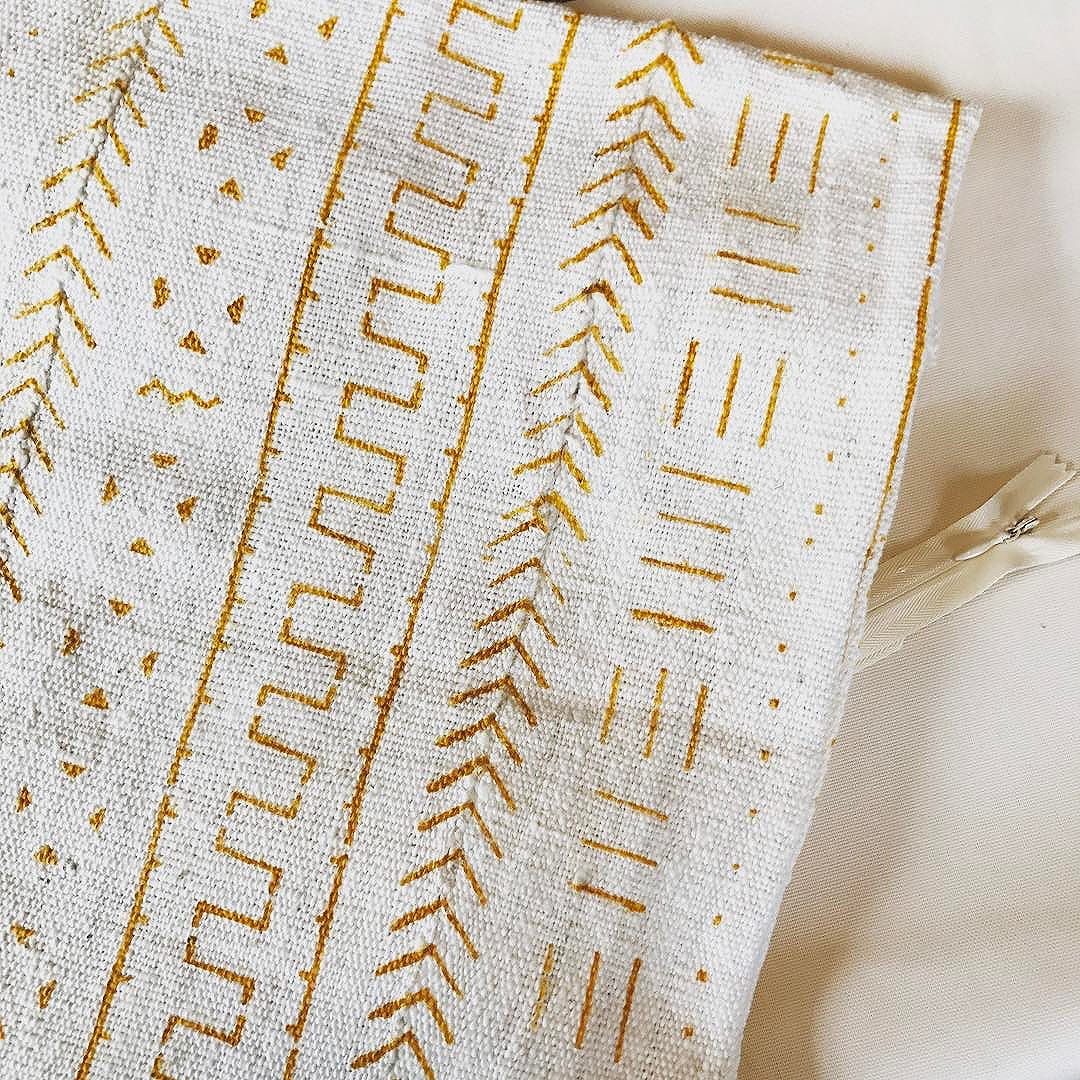 Excited to make some throw pillows with this beautiful gold and white mudcloth #mudcloth #pillows #sewingproject #handmade #colorinspiration #portland #maine #homedecor #interiordecor #homestaging #staginghomes #heartenhome