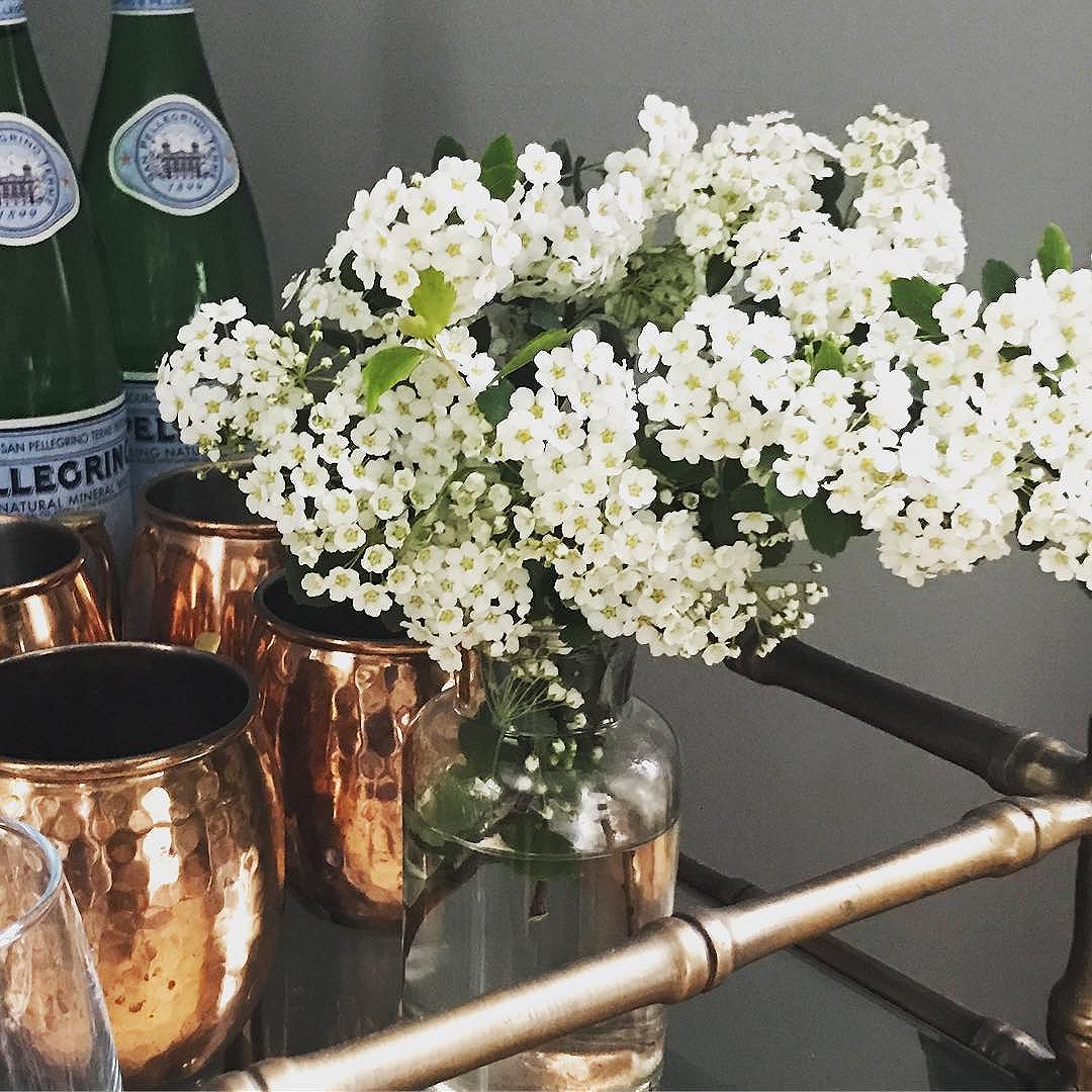 Love being able to go right to the garden this time of year for staging accessories #homestaging #homedecor #interiordecorating #interiordesign #springflowers #barcartstyling #maine #heartenhome