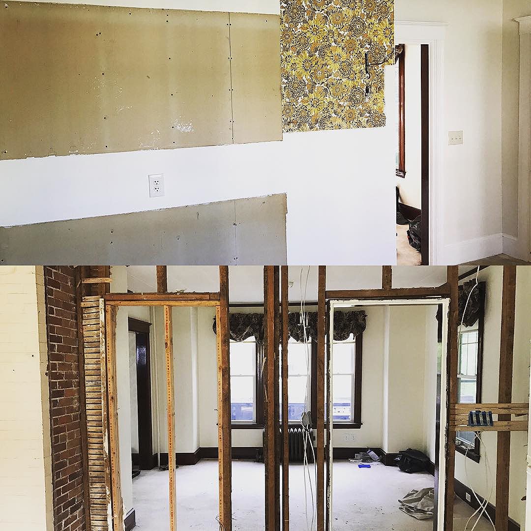 Love demo day! #demoday #demo #walldown #openfloorplan #interiordesign #demolition #portlandmaine #maine #heartenhome