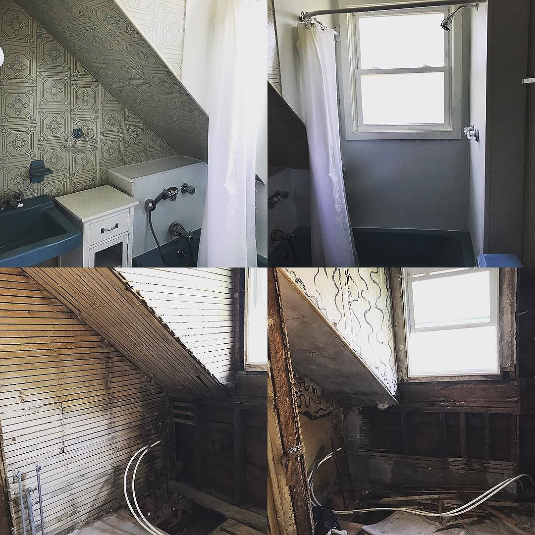 Bathroom demo ️ #demolition #demoday #reno #renovation #rehab #bathroomremodel #bathroom #interiordesign #interiordecorating #portlandmaine #maine #heartenhome