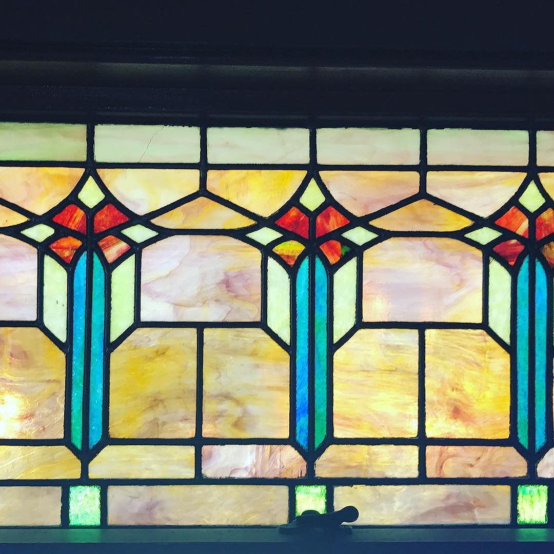 One of the many details I love about the Portland #bluebungalowproject #stainedglass #windowdetail #bungalow #portlandmaine #maine #heartenhome